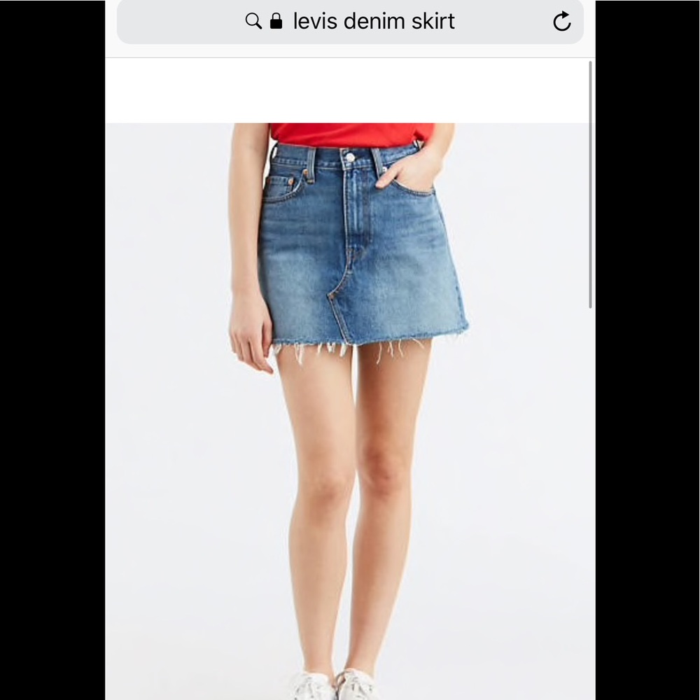 Levis Denim Mini Skirt, Frayed Distress Hem - Picture 8 of 8